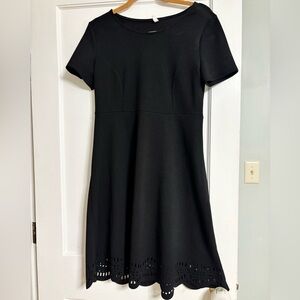 Pinkblush Black Short Sleeve Scalloped Cutout Maternity Dress